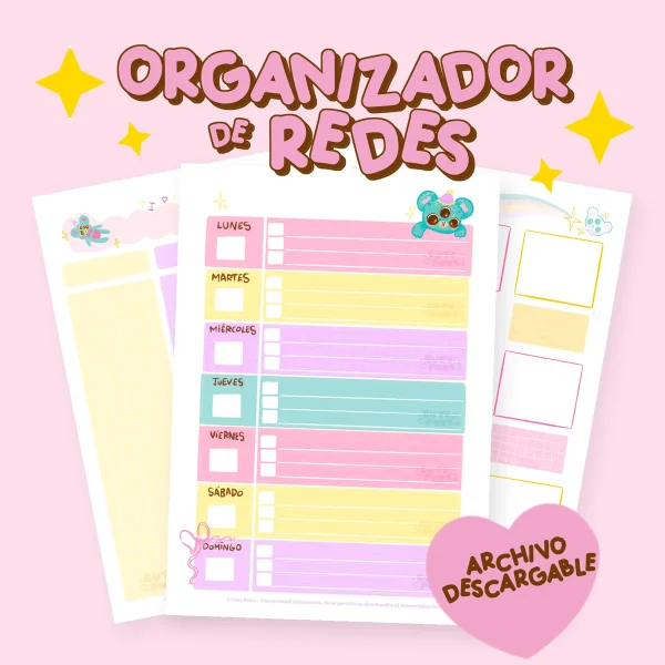 Organizador de redes sociales para creadores de contenido – archivo descargable – Cute Puke